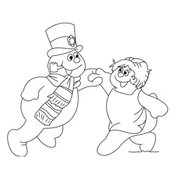 Dancing Frosty The Snowman Free Coloring Page for Kids