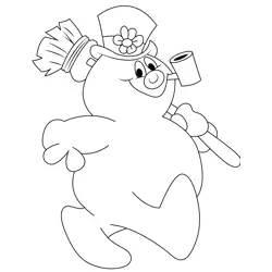 Frosty The Snowman Walking Free Coloring Page for Kids