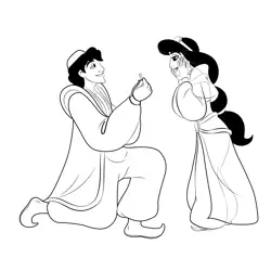 Aladdin Propose Jasmine Free Coloring Page for Kids