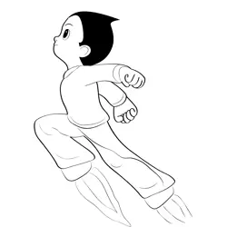 Astro Boy Flying With His Rocket Shoe Free Coloring Page for Kids