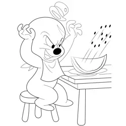 Casper Eating Seedless Watermelon Slice Free Coloring Page for Kids