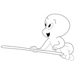 Casper With Stick Free Coloring Page for Kids