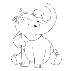 Heffalump Sitting Free Coloring Page for Kids