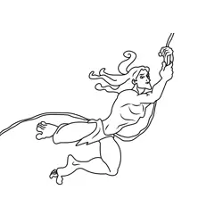 Tarzan Swinging Free Coloring Page for Kids