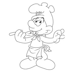 Chef Smurf Taste Testing Free Coloring Page for Kids