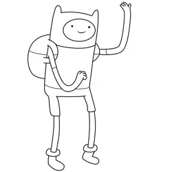 Finn Waving Adventure Time Free Coloring Page for Kids