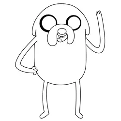 Jake the Dog Waving Adventure Time Free Coloring Page for Kids