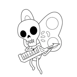 Skeleton Butterfly Playing Keyboard Adventure Time Free Coloring Page for Kids