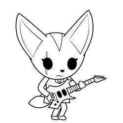 Fenneko Playing the Guitar Aggretsuko Free Coloring Page for Kids