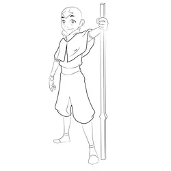 Aang Standing With Stick