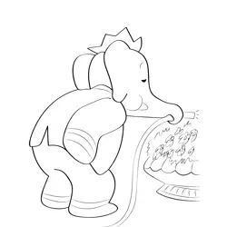 Babar Watering In Garden Free Coloring Page for Kids