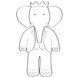 Babar Wear Coat Free Coloring Page for Kids