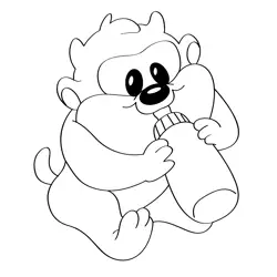 Taz With Bottle Free Coloring Page for Kids