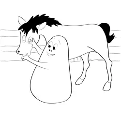 Barbapapa With Horse Free Coloring Page for Kids