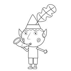 Ben Sounding Horn Ben & Holly's Little Kingdom Free Coloring Page for Kids