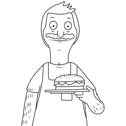 Bob Belcher Holding Burger Plate Bob's Burgers Free Coloring Page for Kids