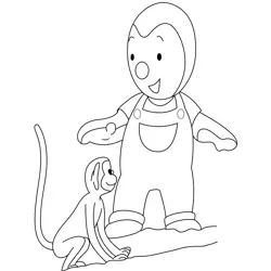 Charley With Monkey Free Coloring Page for Kids