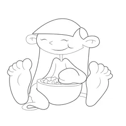 Eating Numbah Girl Free Coloring Page for Kids