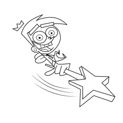 Cosmo Wand Waving Fairly Odd Parents Free Coloring Page for Kids
