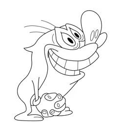 Stimpy Excited The Ren & Stimpy Show Free Coloring Page for Kids