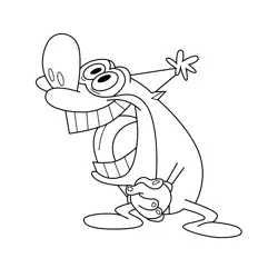 Stimpy Wearing Party Hat The Ren & Stimpy Show Free Coloring Page for Kids