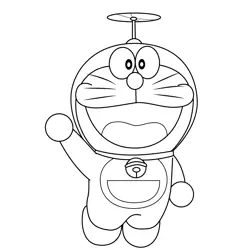 Doraemon Flying Doraemon Free Coloring Page for Kids
