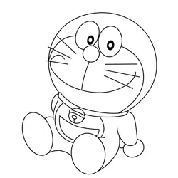 Doraemon Sitting Doraemon Free Coloring Page for Kids