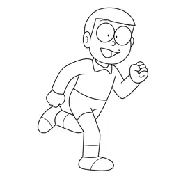 Nobita Doraemon Free Coloring Page for Kids