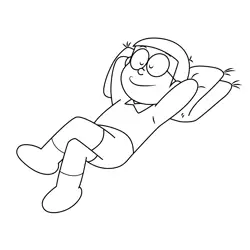 Nobita Sleeping Doraemon Free Coloring Page for Kids