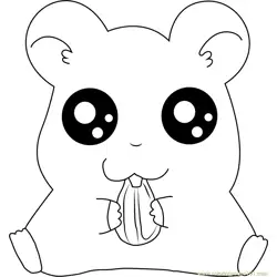 Hamtaro Eating Free Coloring Page for Kids