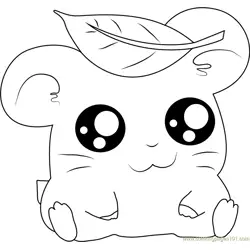 Hamtaro having Leaves on Head Free Coloring Page for Kids