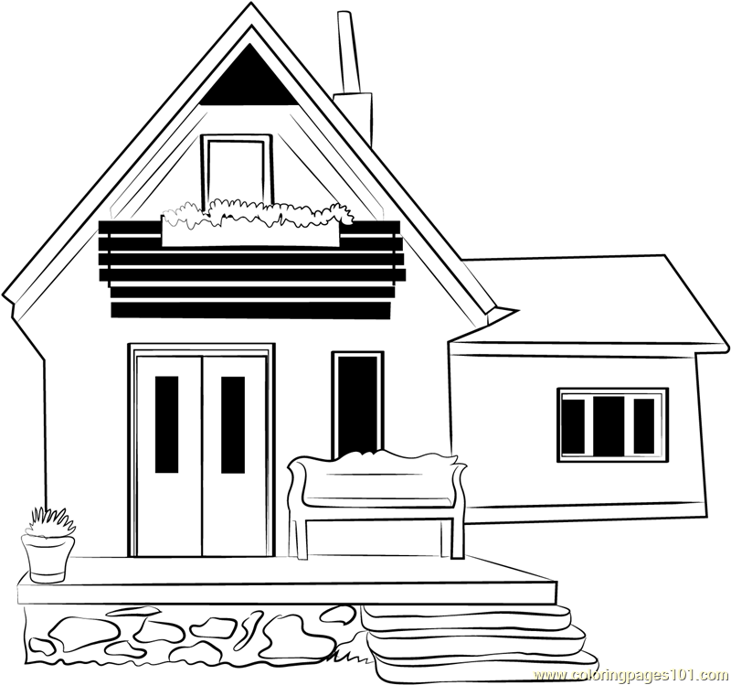 Beautiful Cottage Coloring Page - Free Cottage Coloring Pages