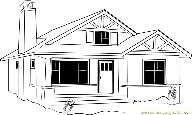 Bedroom Cabin Cottage Coloring Page - Free Cottage Coloring Pages