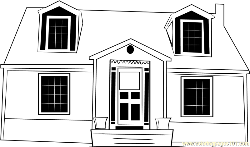 Cape Cod Front Coloring Page - Free Cottage Coloring Pages