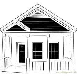 Single Front Cottage Free Coloring Page for Kids