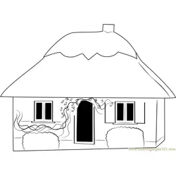Small Cottage House Free Coloring Page for Kids