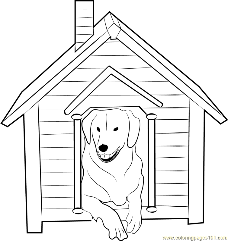 Dog House with Dog Inside Coloring Page Free Dog House Coloring Pages