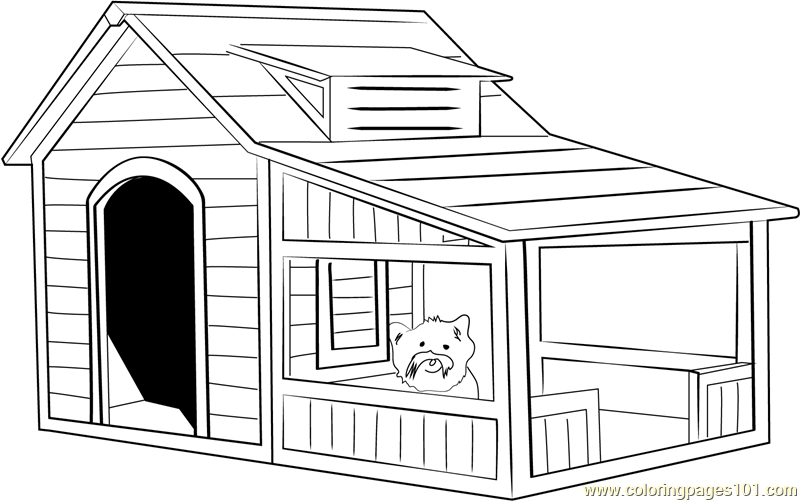 Extra Large Dog House Coloring Page - Free Dog House Coloring Pages