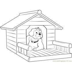 Dog House with Porch Free Coloring Page for Kids