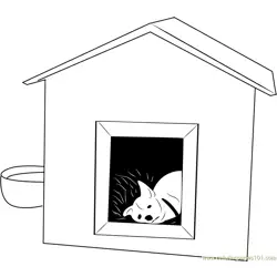 Dog Sleeping in House Free Coloring Page for Kids