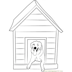 Doggy House Free Coloring Page for Kids
