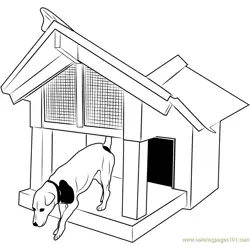 Doghouse with Deck Free Coloring Page for Kids