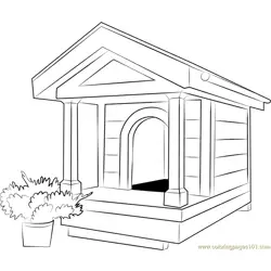 Large Dog House Free Coloring Page for Kids