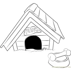 Pluto Dog House Free Coloring Page for Kids