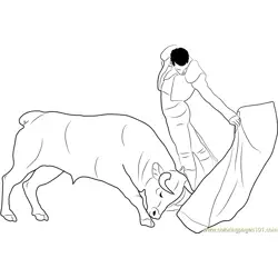 Spain Madrid Bullfight Free Coloring Page for Kids