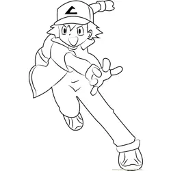 Ash Anime Free Coloring Page for Kids