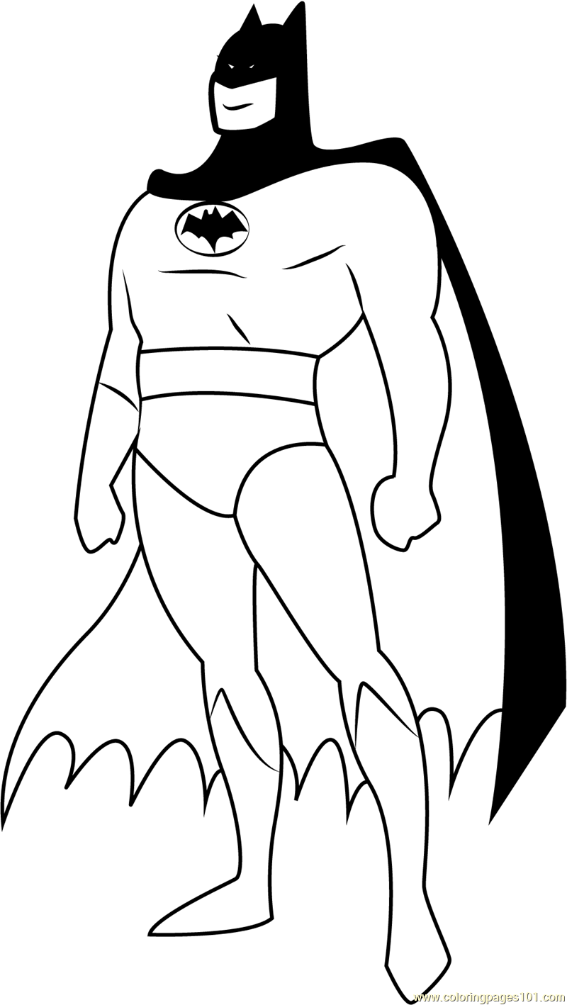 batman coloring standing cartoon characters coloringpages101 printable pdf