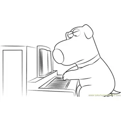 Brian Griffin Play Piano Free Coloring Page for Kids