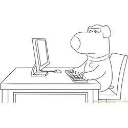 Brian Griffin Working on Computer Free Coloring Page for Kids