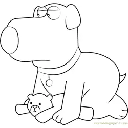 Brian Griffin with Bear Free Coloring Page for Kids
